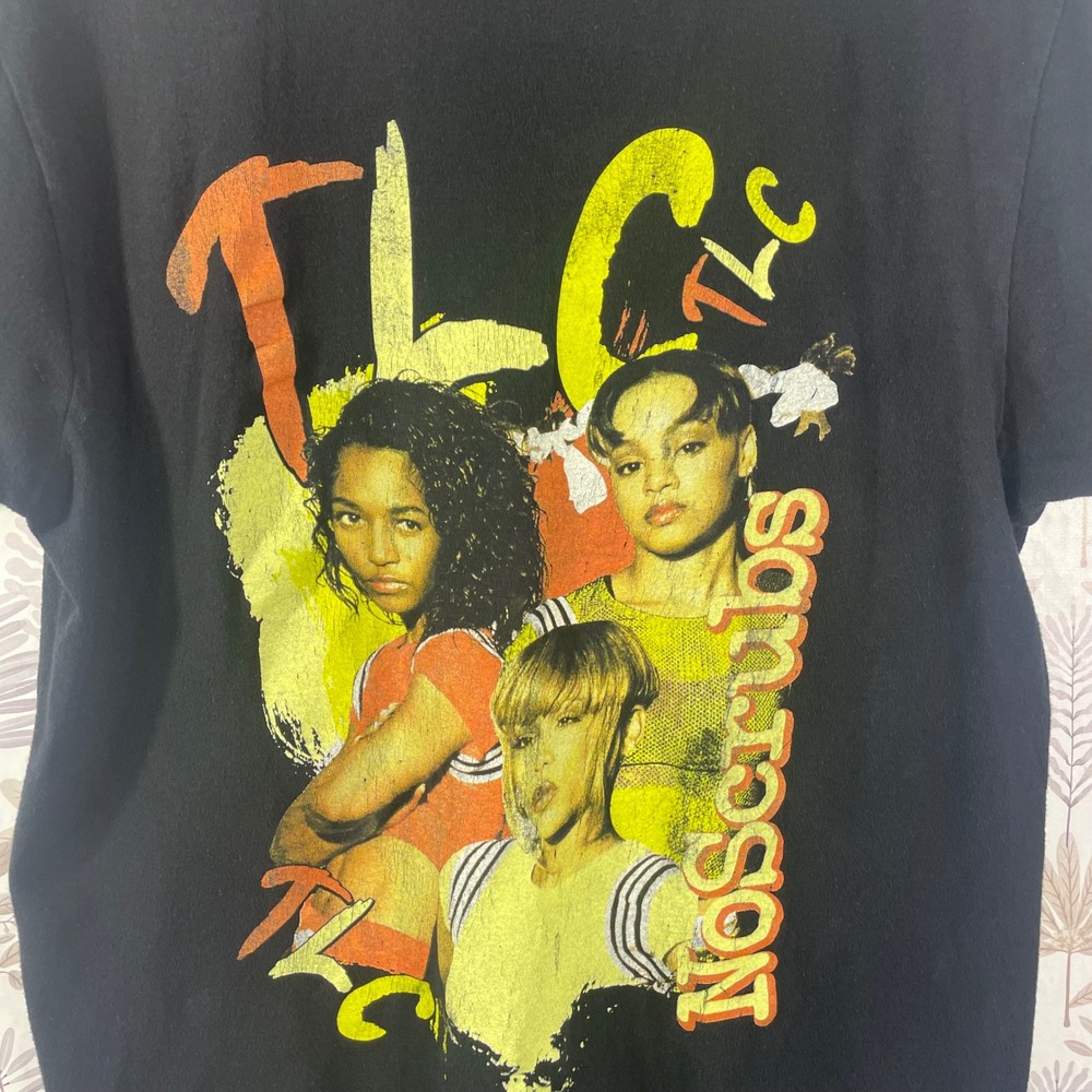 TLC "No Scrubs" Graphic Band T-Shirt Black Vtg Style Print Unisex‎ Tee Large - Picture 2 of 8